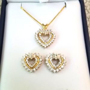 18kt Sterling Silver Heart CZ necklace set